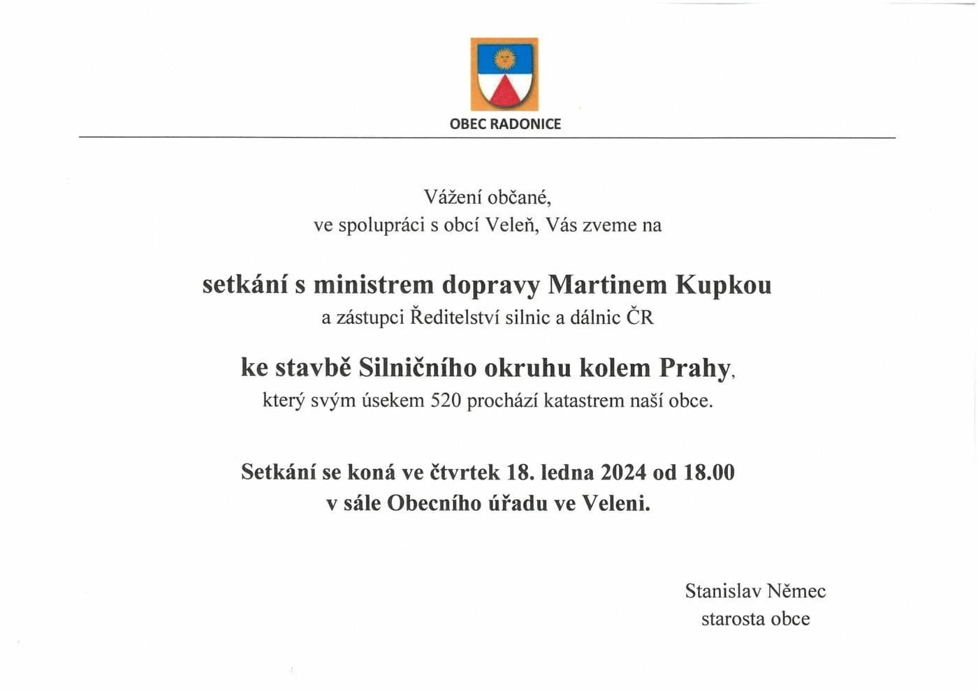 Setkání s ministrem dopravy