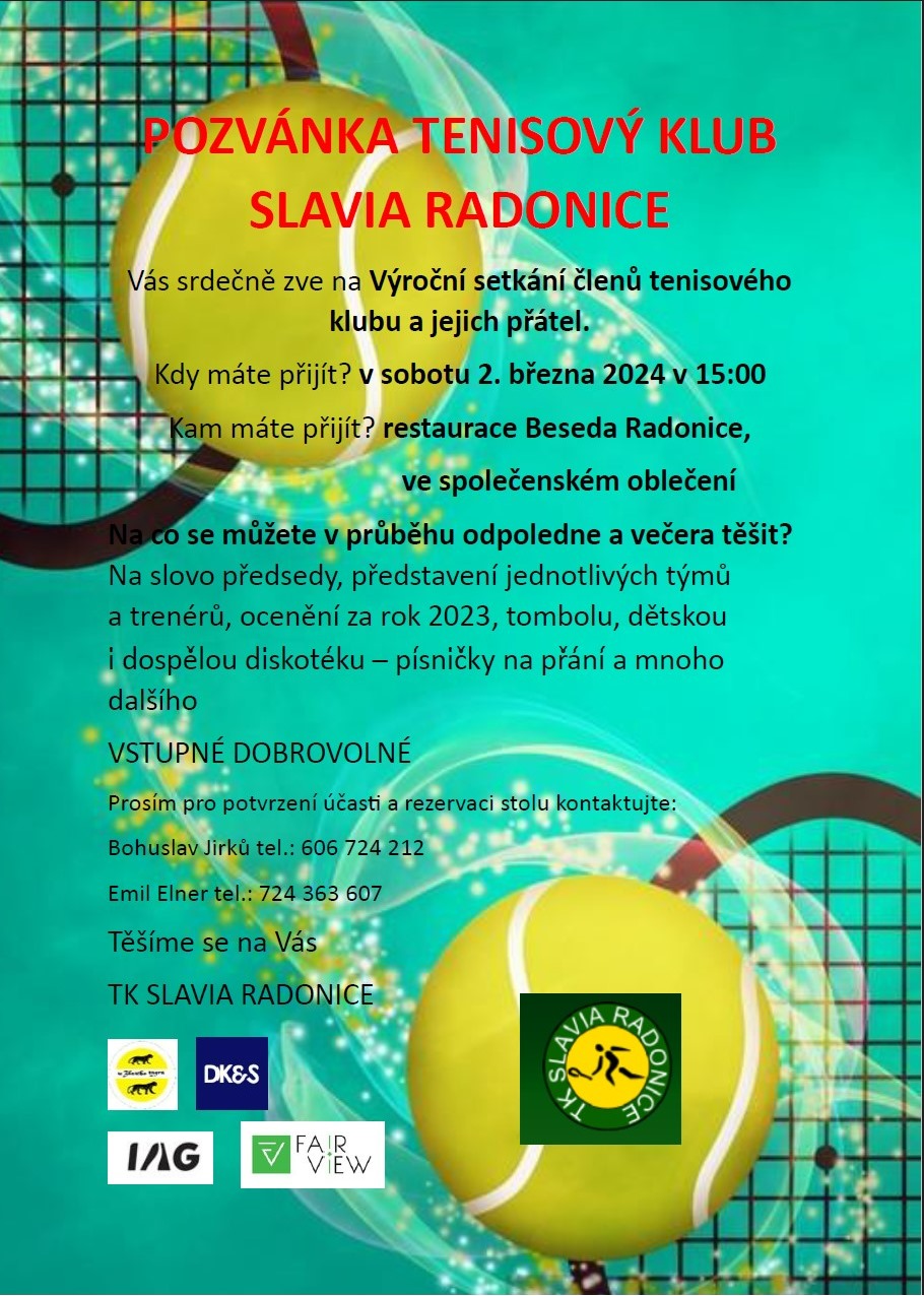 Výroční setkání členů tenisového klubu Radonice