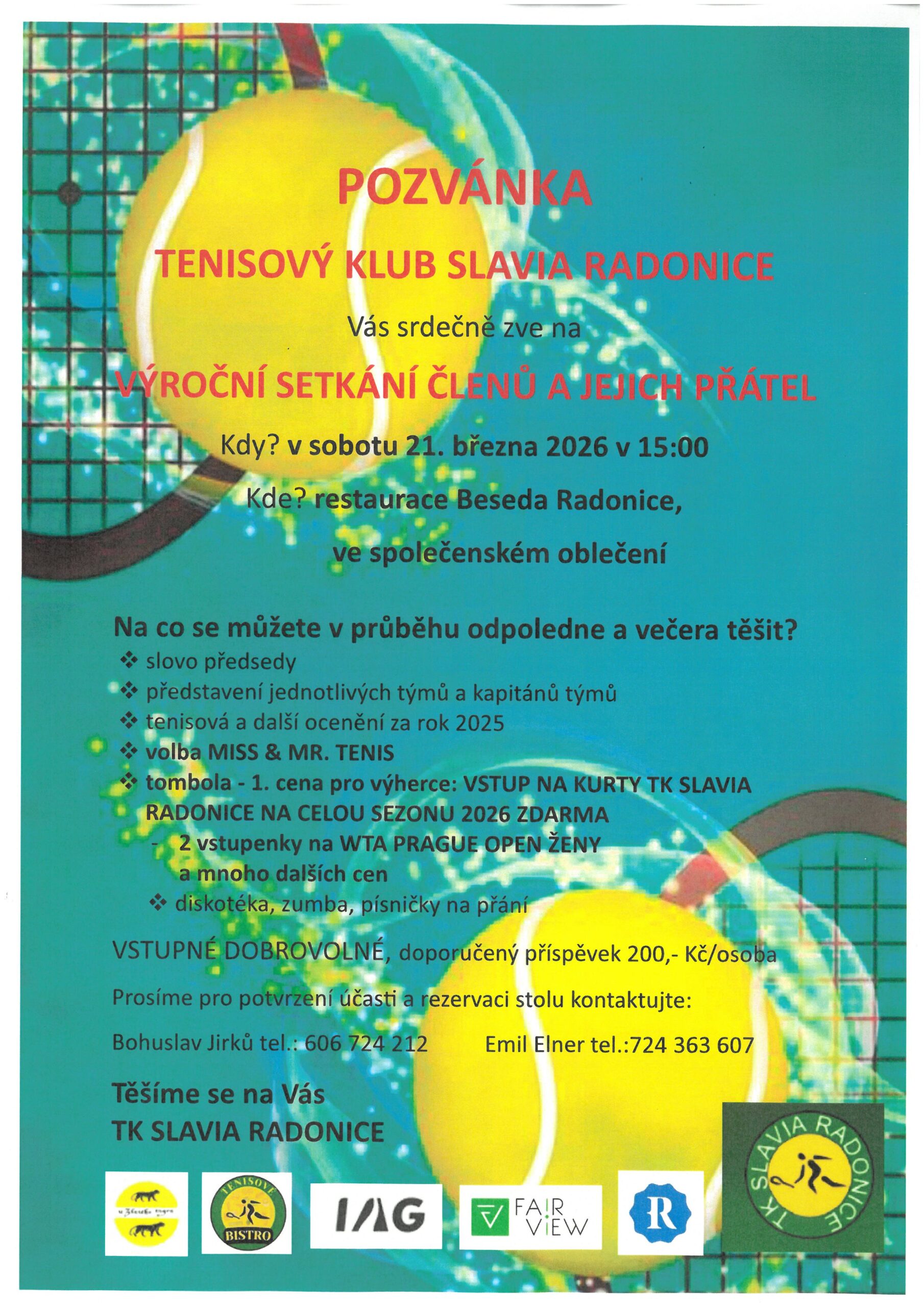 Výroční setkání členů TK Slavia Radonice a jejich přátel