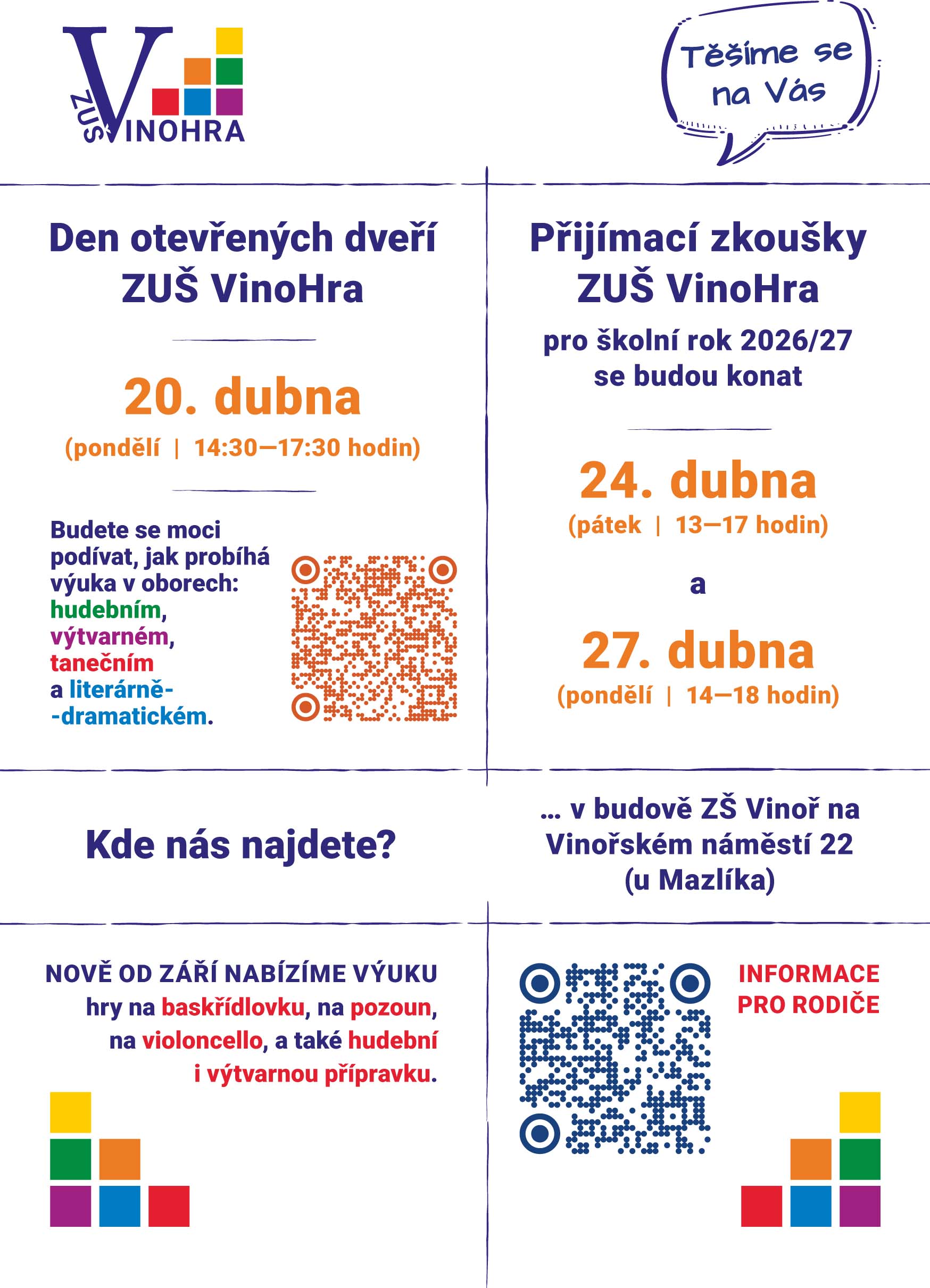 ZUŠ VinoHra – den otevřených dveří a přijímací zkoušky